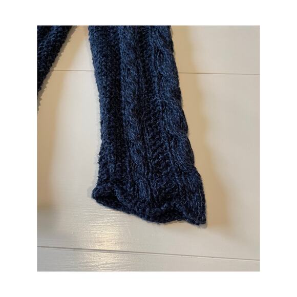 LRL Lauren Jeans Co Cable Knit Sweater Sz L Mock Rolled Neck Pullover Navy Blue - Picture 8 of 12